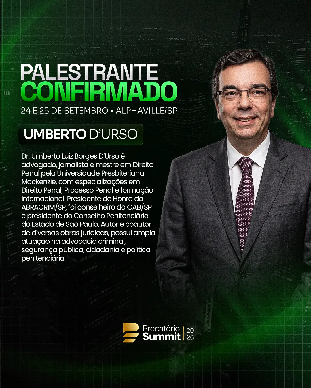 Palestrante confirmado: Umberto D'Urso